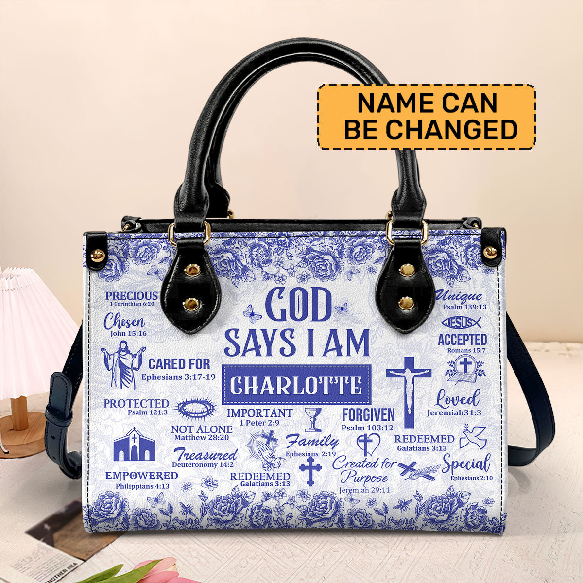God Says I Am | Personalized Leather Handbag