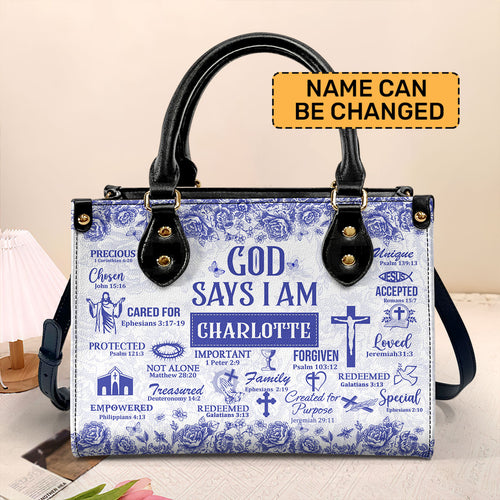 God Says I Am | Personalized Leather Handbag