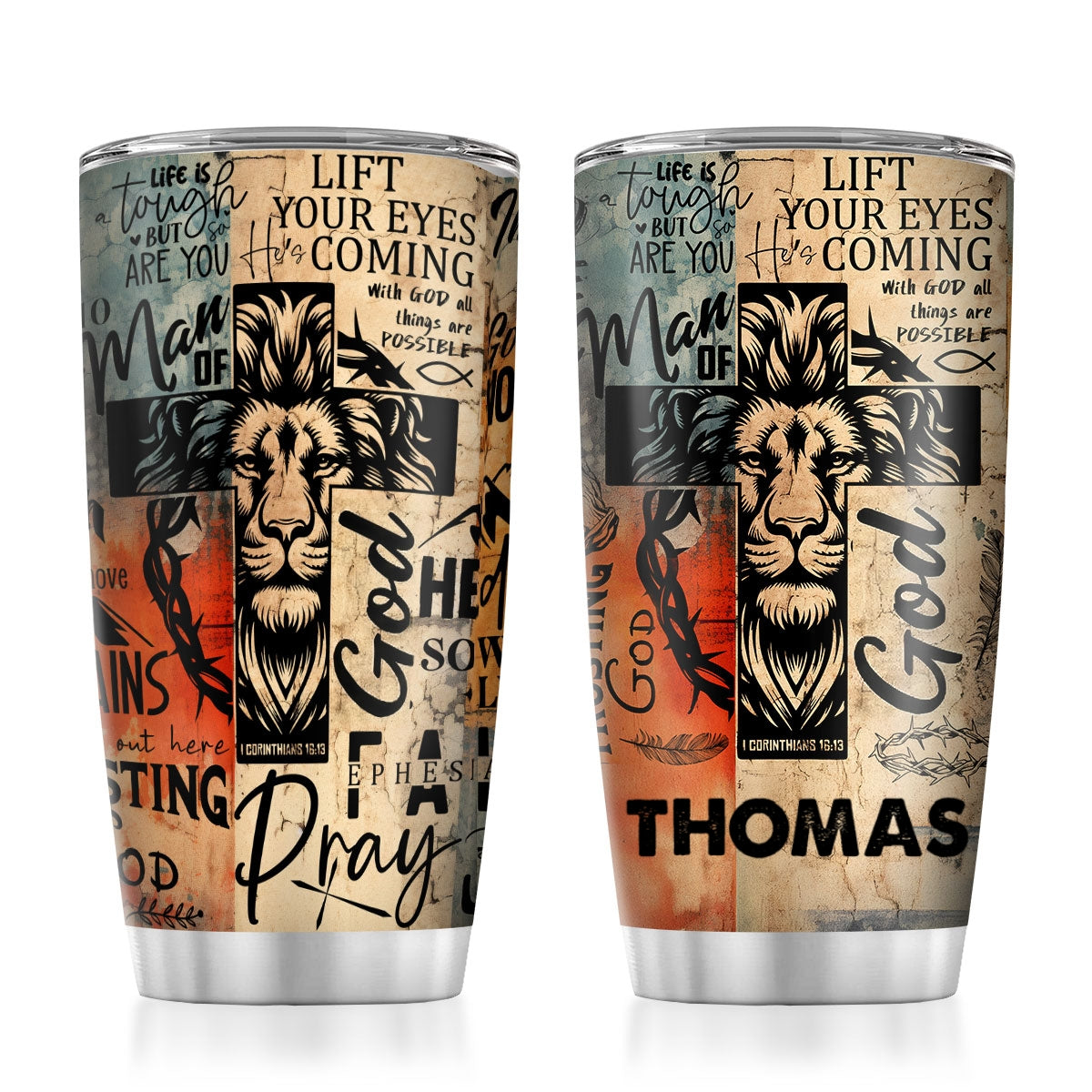 Man Of God Gift For Dad Husband Son | Personalized Stainless Steel Tumbler