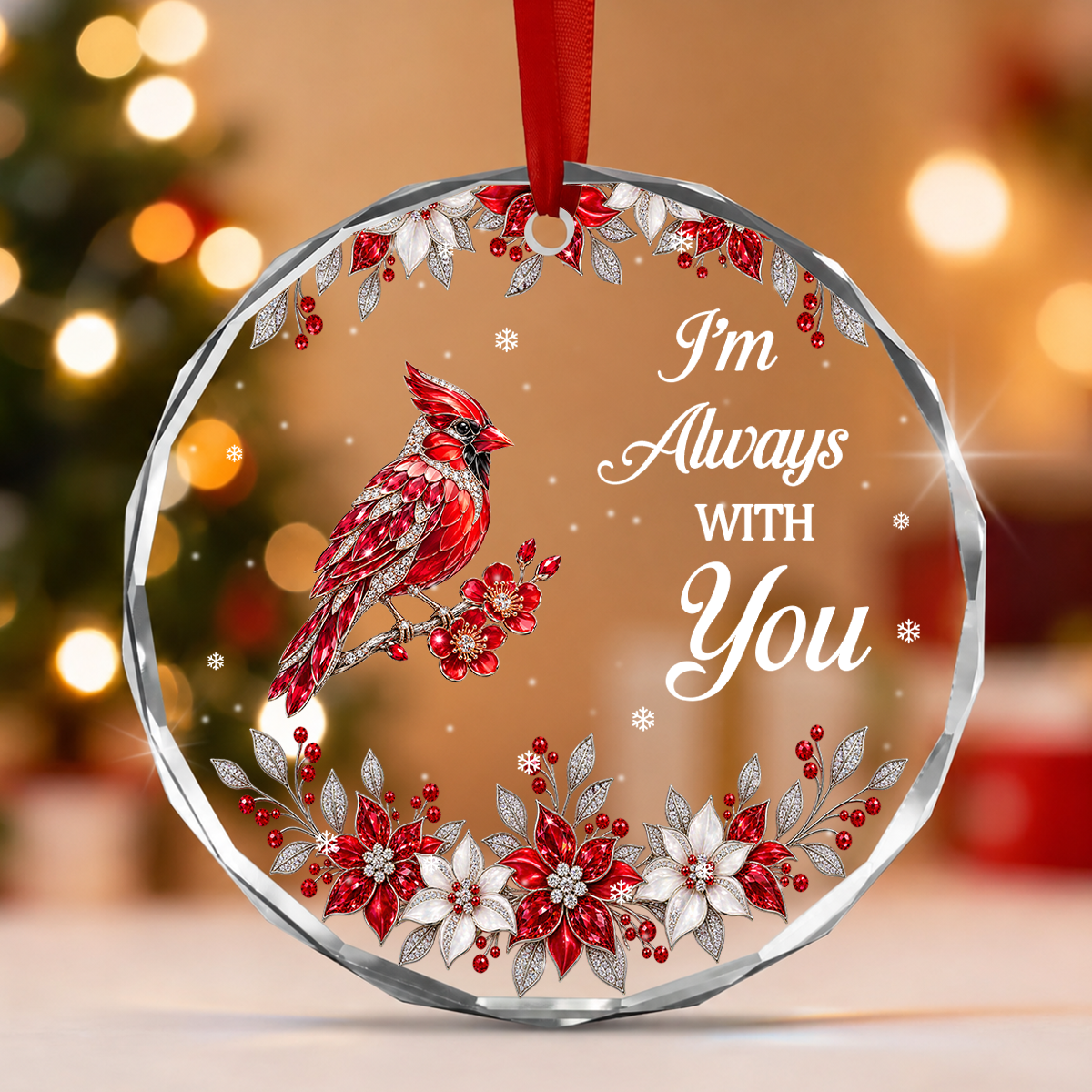 I Am Always With You, Gift For Loved One - Personalized Heart Shaped Glass Ornament
