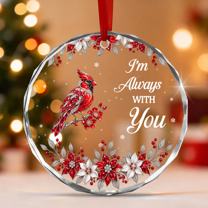 I Am Always With You, Gift For Loved One - Personalized Heart Shaped Glass Ornament