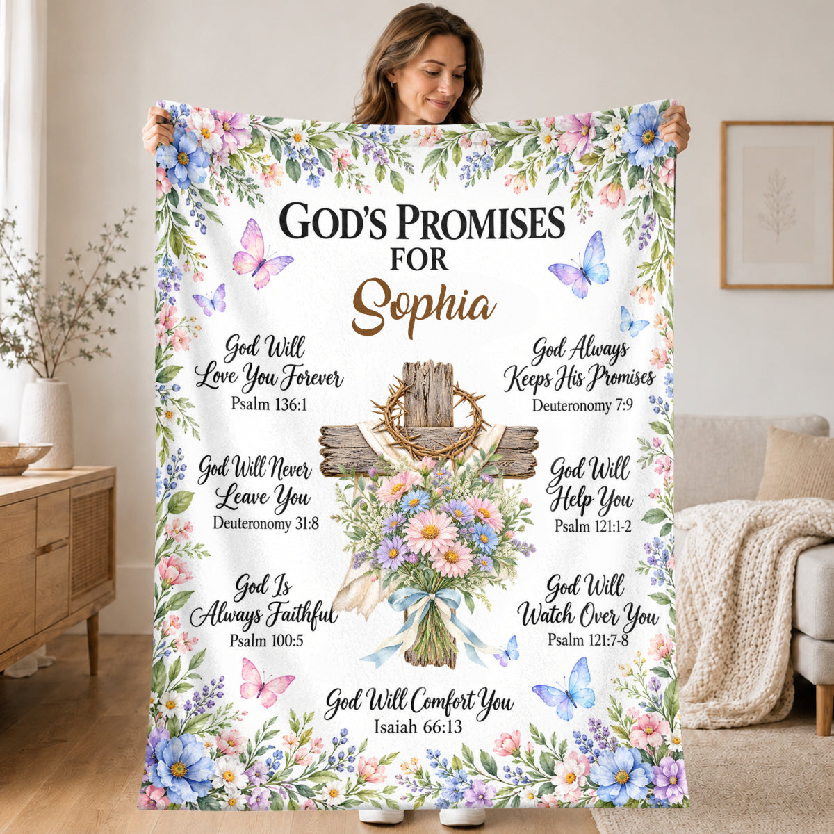 Gods Promises, Gift For Loved One | Personalized Fleece Blanket