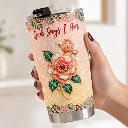 God Says I Am, Gift For Women | Personalized Stainless Steel Tumbler