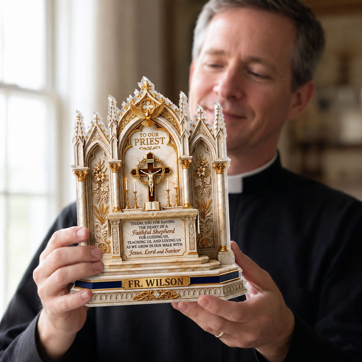 Thank You For Being A Faithful Shepherd, Christian Gift For Priest | Personalized Custom Shaped Acrylic Plaque