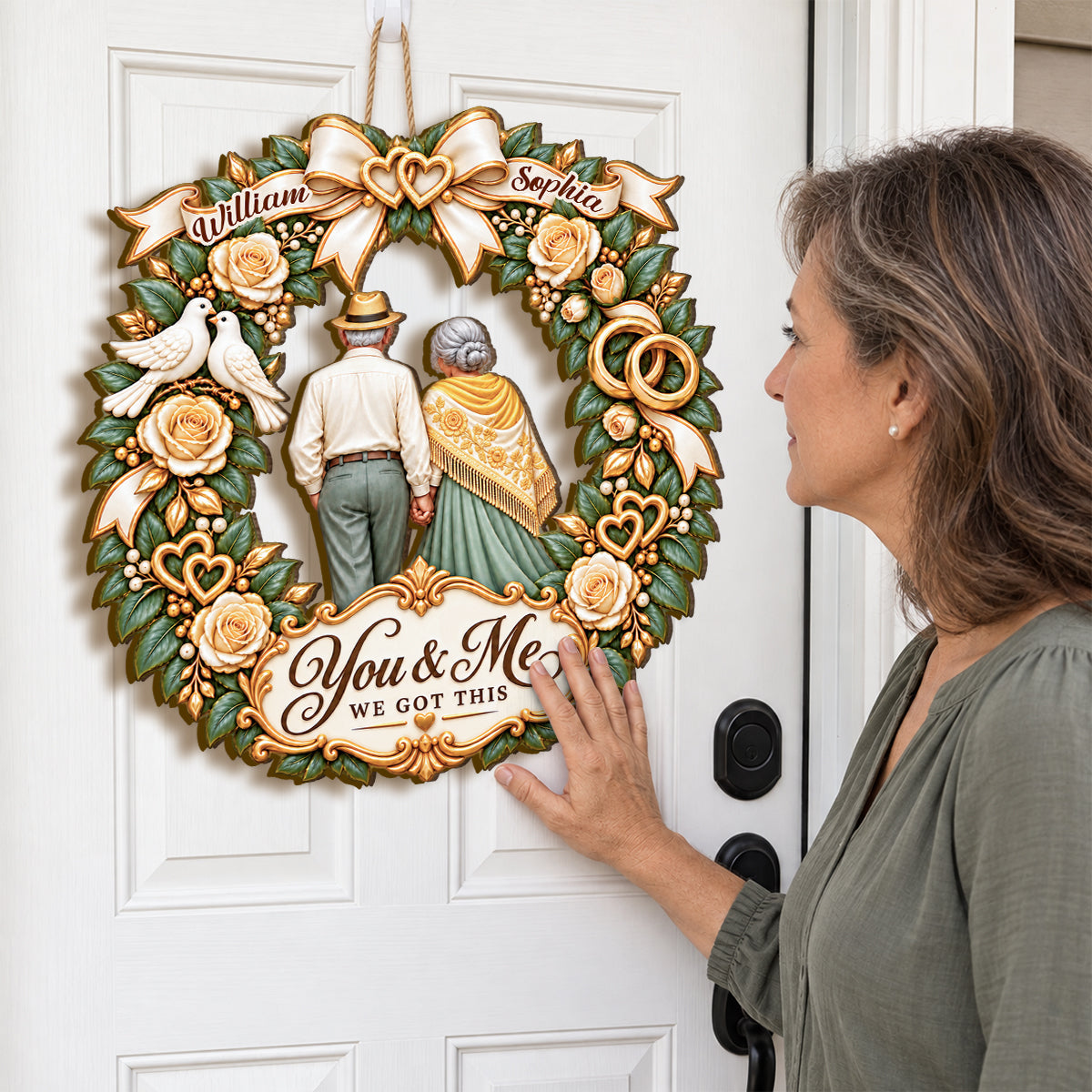 You And Me We Got This, Gift For Wife From Husband | Personalized Wooden Door Sign