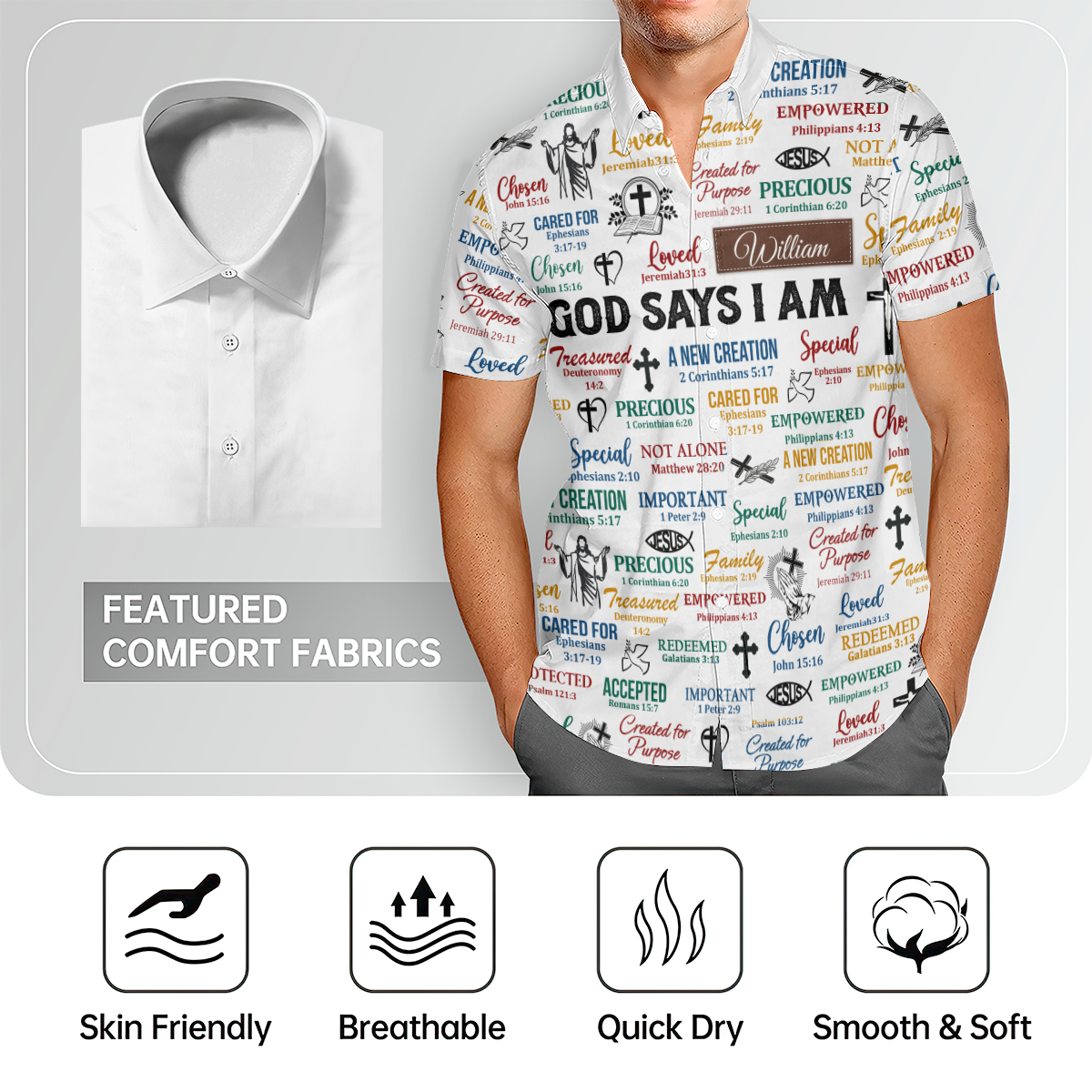 God Says I Am, Gift of Identity | Personalized Hawaiian Shirt