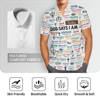God Says I Am, Gift of Identity | Personalized Hawaiian Shirt