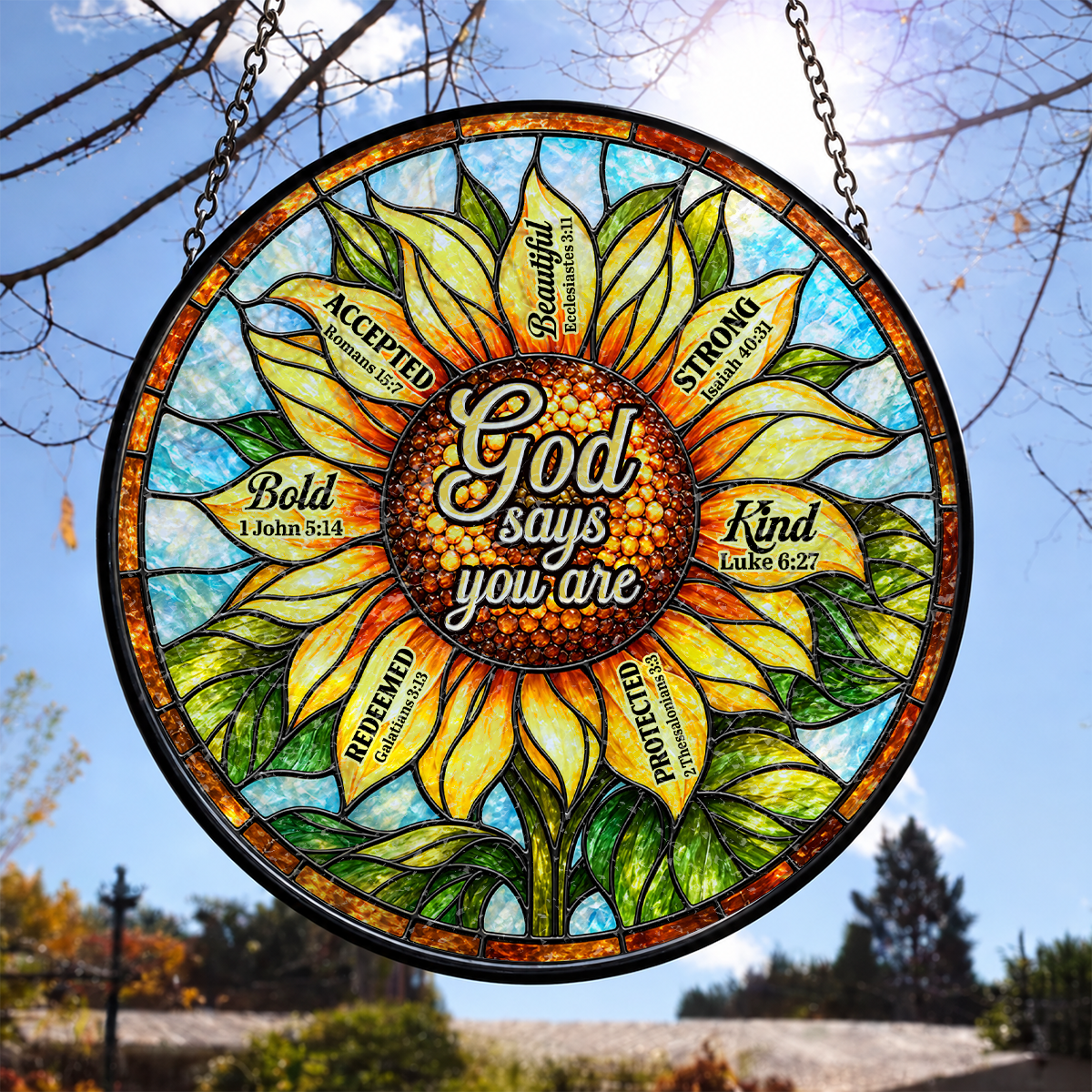 God Says You Are, Gift For Loved One | Personalized Stained Glass Window Hanging Suncatcher