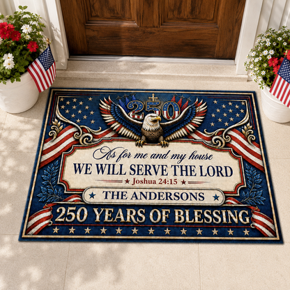 As For Me And My House We Will Serve The Lord, Gift of Strength | Personalized Doormat