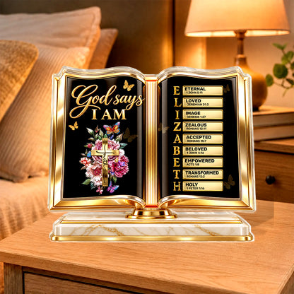 God Says I Am, Gift For Loved One | Personalized Custom Shaped Acrylic Plaque