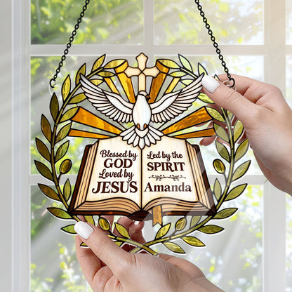 Blessed Loved Led By Holy Spirit, Gift For Christian Women - Personalized Acrylic Suncatcher