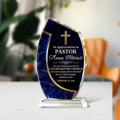 In Appreciation To Pastor | Personalized Custom Shaped Acrylic Plaque
