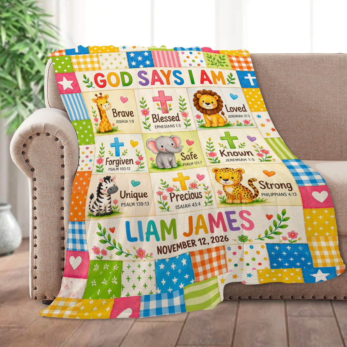 God Says I Am, Gift For Grandson | Personalized Fleece Blanket