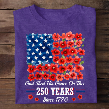God Shed His Grace On Thee 250 Years, Patriotic Christian | 2D Unisex T-shirt