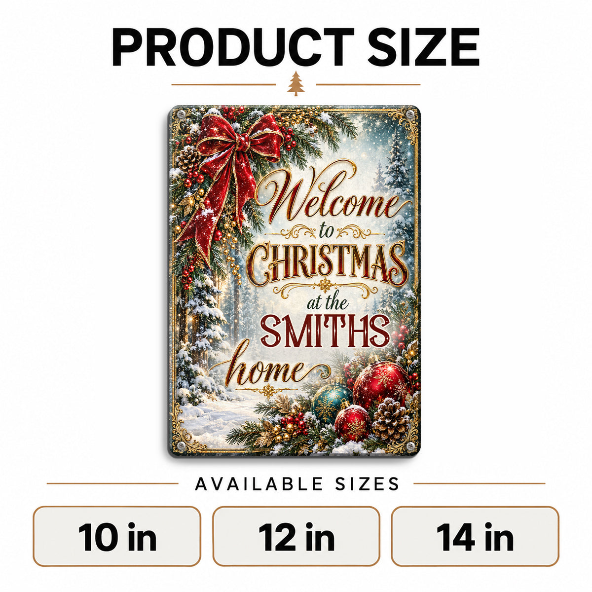 Welcome to Christmas at Our Home, Gift For Family | Personalized Metal Sign