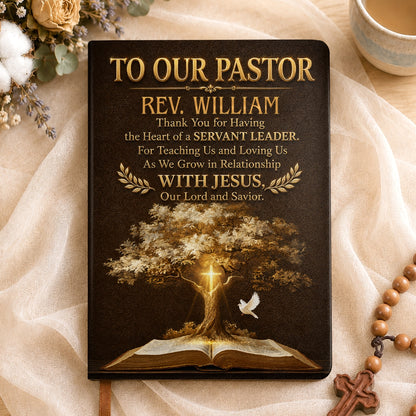 Blessed To Have You, Gift For Pastor | Personalized Leather Cover Notebook