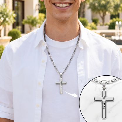 To My Son, My Grandson, My Boy - Personalized Cross Link Chain