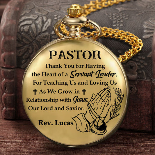 Heart Of A Servant Leader, Gift For Pastor - Personalized Pocket Watch