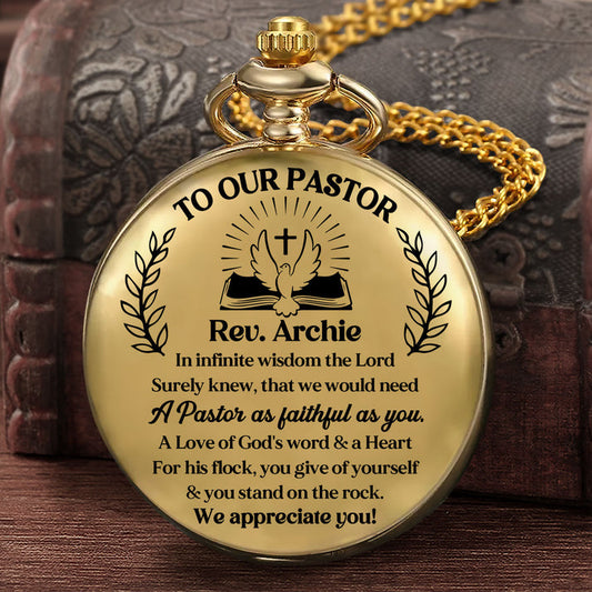 Faithful Pastor Appreciation, Gift For Pastor - Personalized Pocket Watch