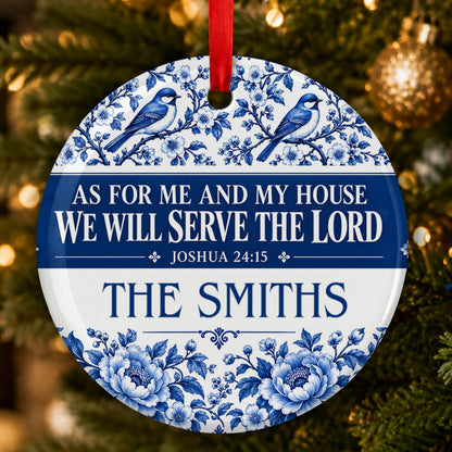 As For Me And My House We Will Serve The Lord, Gift For Family | Personalized Round Shaped Ceramic Ornament
