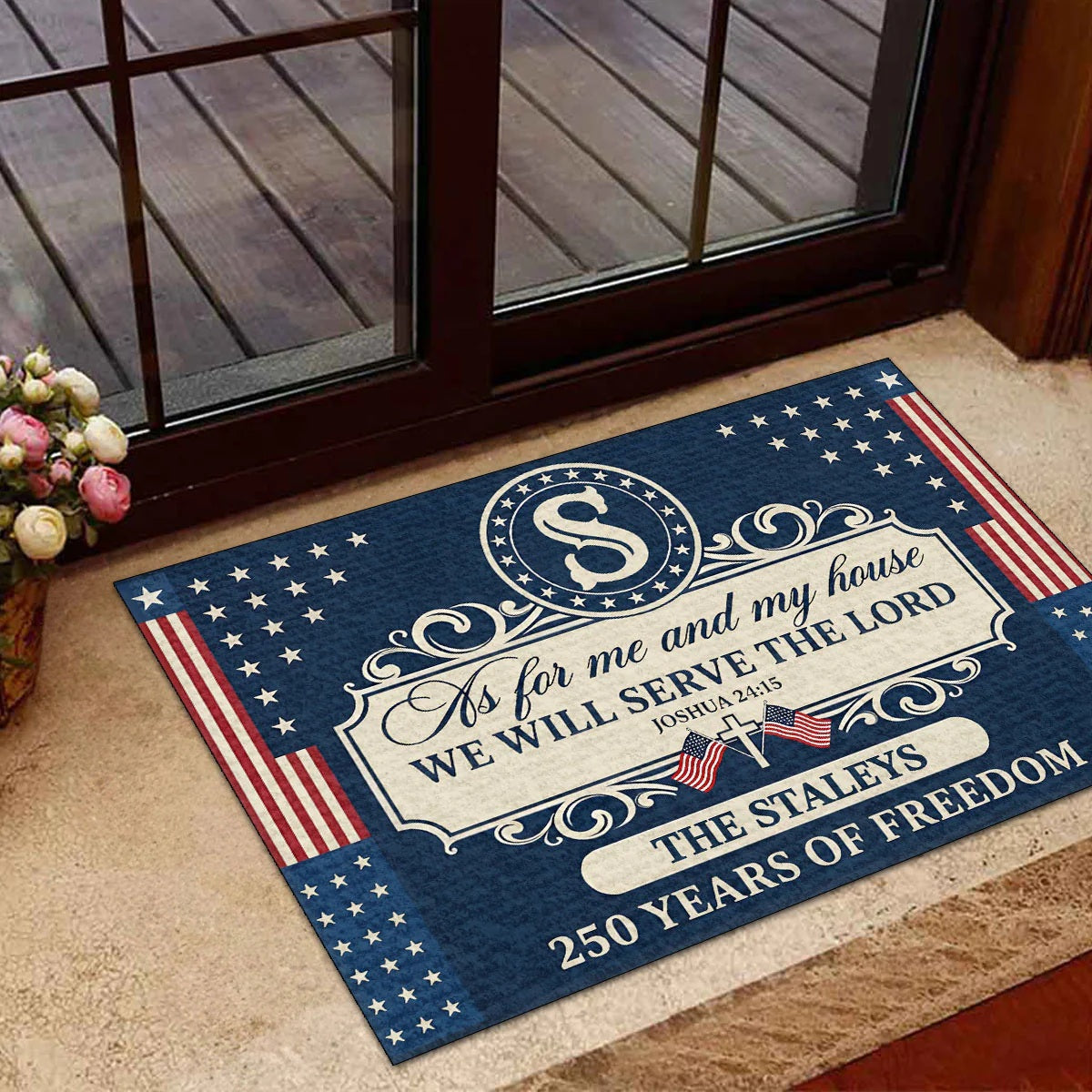 We Will Serve The Lord - Personalized Doormat