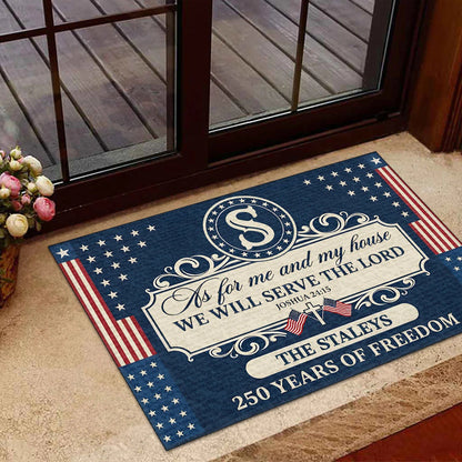 We Will Serve The Lord - Personalized Doormat