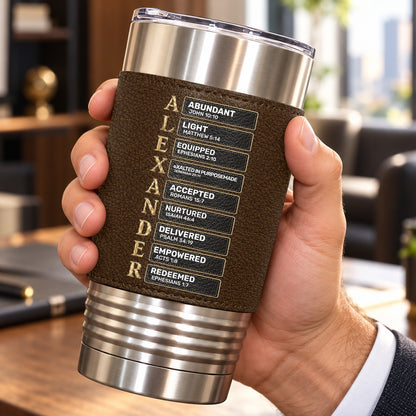 Man Of God, Gift For Him | Personalized 20oz Leather Wrapped Tumbler