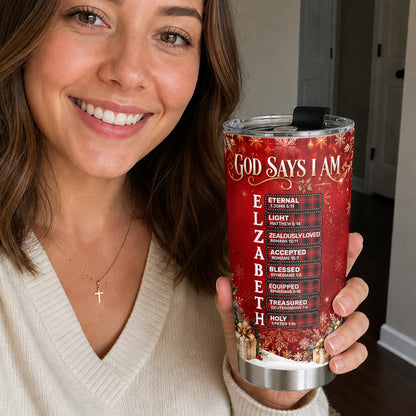 God Says I Am, Gift For Loved One | Personalized Stainless Steel Tumbler