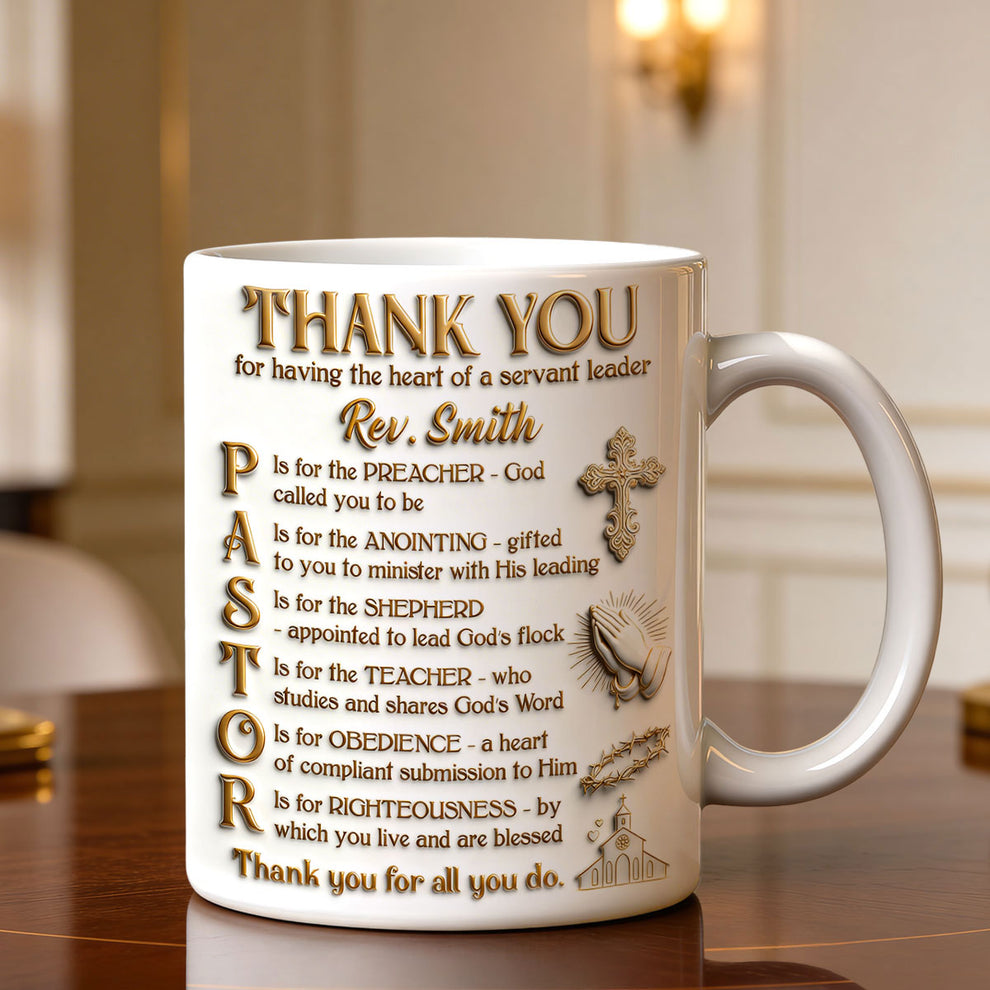 Thank You Pastor, Gift For Pastor | Personalized Ceramic Coffee Mug