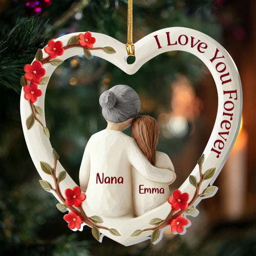 The Love Between Grandma And Grandchild Is Forever, Gift For Grandma - Personalized 1-Layer Acrylic Ornament