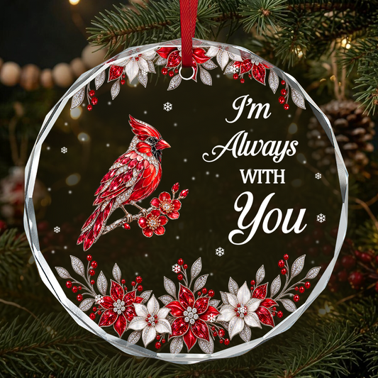 I Am Always With You, Gift For Loved One - Personalized Heart Shaped Glass Ornament