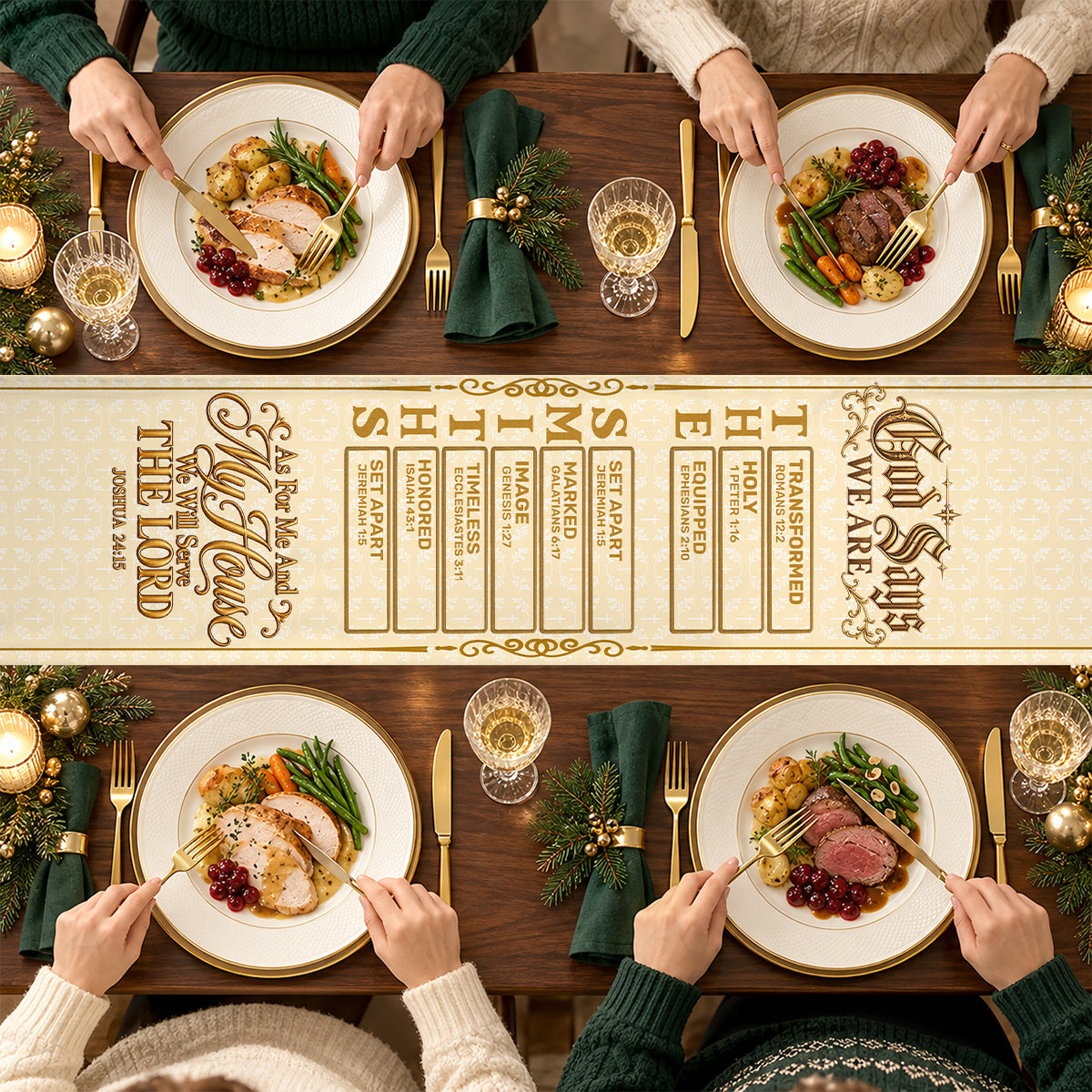 As For Me And My House We Will Serve The Lord, Christian Gifts For Family | Personalized Table Runner