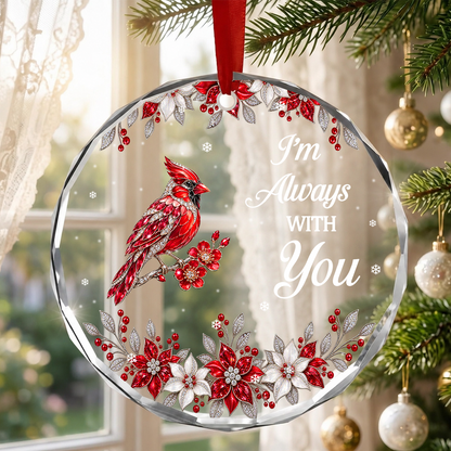 I Am Always With You, Gift For Loved One - Personalized Heart Shaped Glass Ornament
