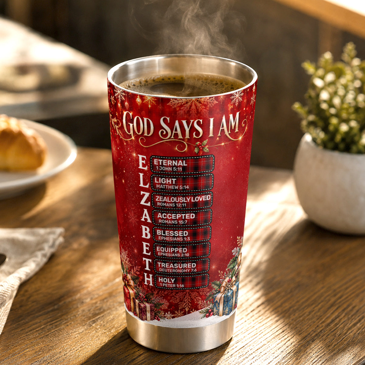 God Says I Am, Gift For Loved One | Personalized Stainless Steel Tumbler