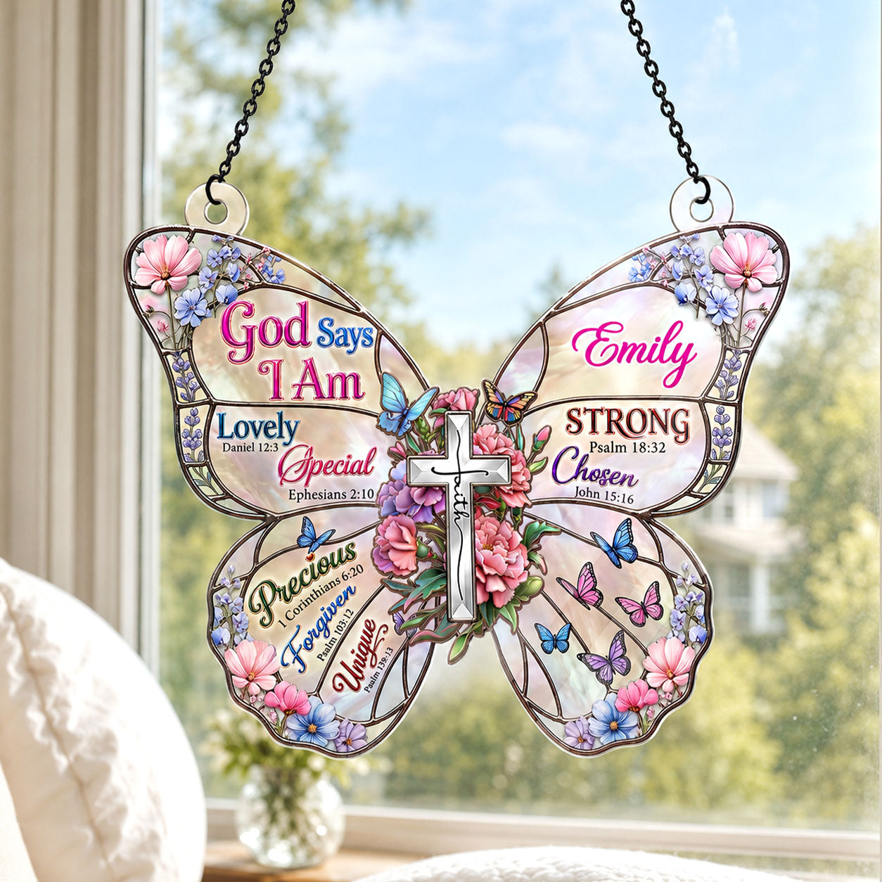 God Says I Am, Christian Gift For Women | Personalized Acrylic Suncatcher