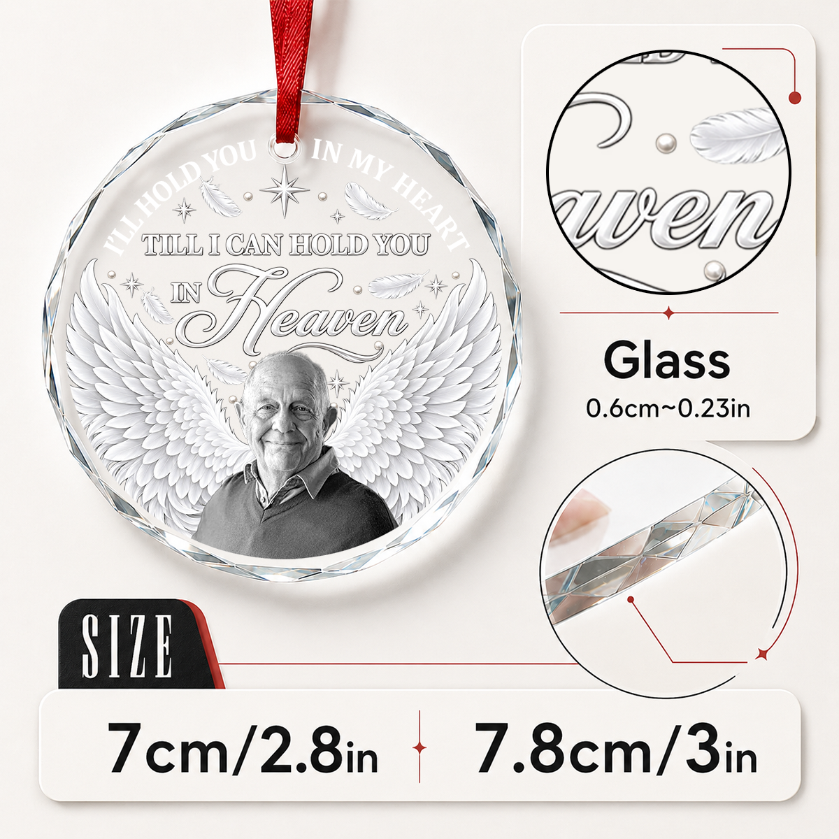 Till I Can Hold You in Heaven, Gift For Loved One - Personalized Heart Shaped Glass Ornament