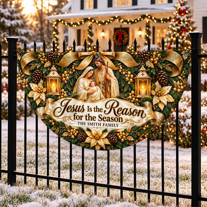 Jesus Is The Reason For The Season, Gift For Family | Personalized Non-Pleated Fan Flag