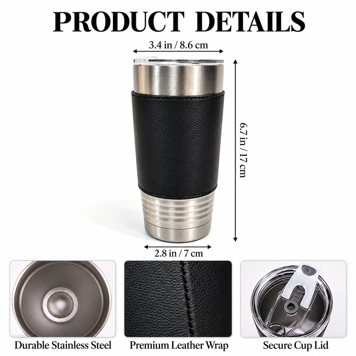 Man Of God, Gift For Him | Personalized 20oz Leather Wrapped Tumbler