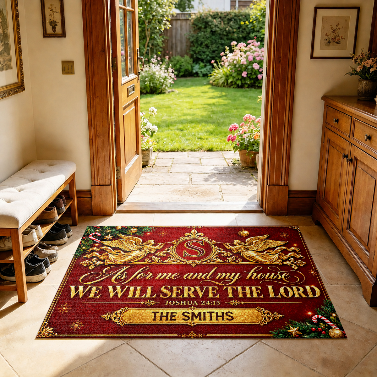 As For Me And My House We Will Serve The Lord, Gift For Family | Personalized Doormat