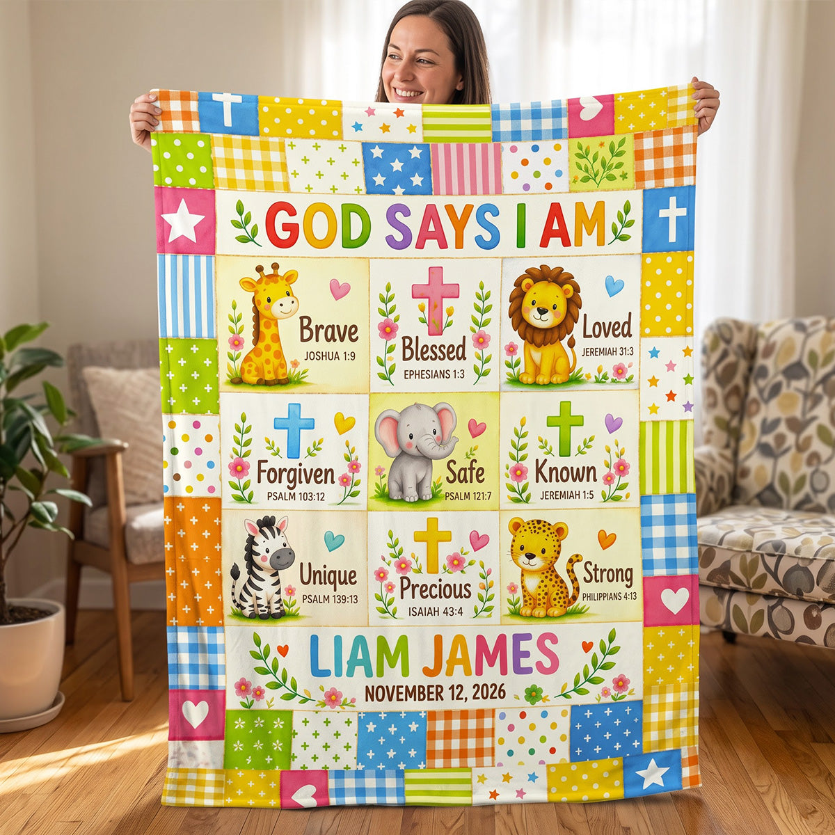 God Says I Am, Gift For Grandson | Personalized Fleece Blanket