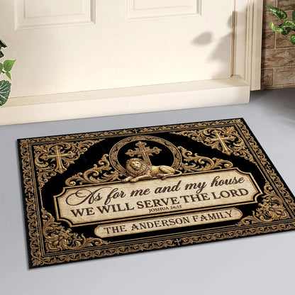 As For Me And My House We Will Serve The Lord, Christian Gift For Family | Personalized Doormat