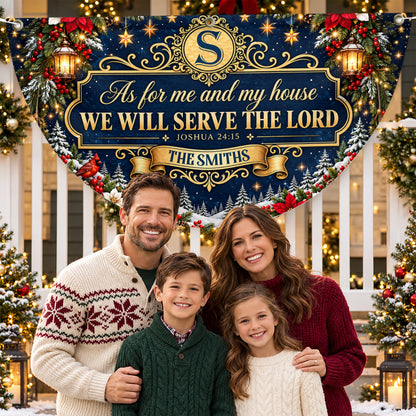 As For Me And My House We Will Serve The Lord Christmas Family Blessing, Gift For Family | Personalized Non-Pleated Fan Flag