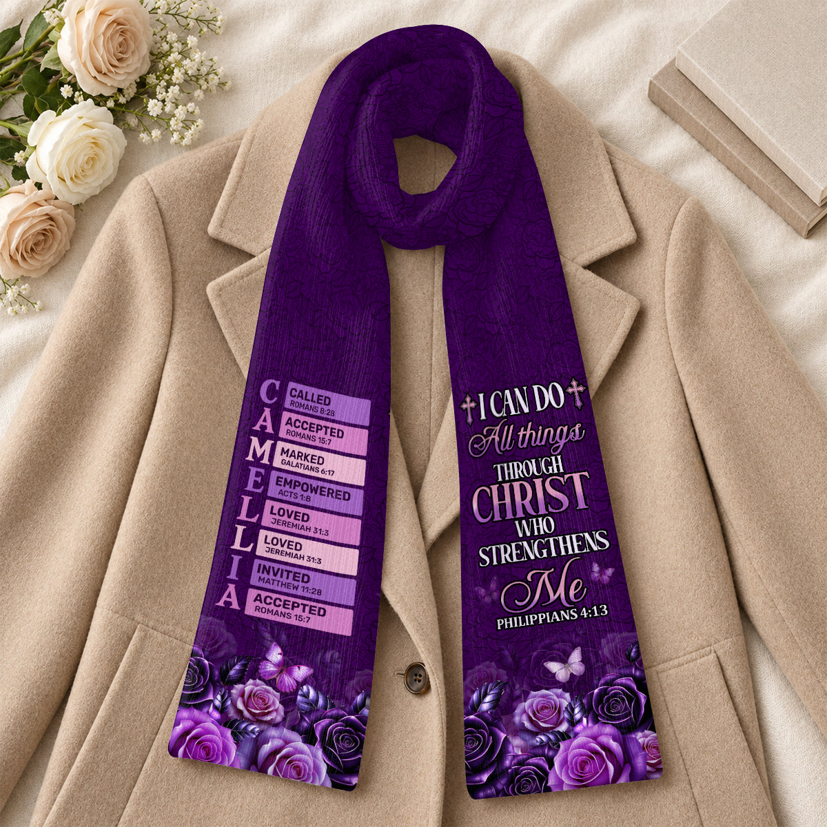 I Can Do All Things Through Christ Who Strengthens Me, Gift For Women | Personalized Scarf