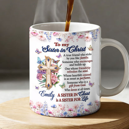 Who Loves At All Times, Christian Gift For Sister In Christ | Personalized Ceramic Coffee Mug