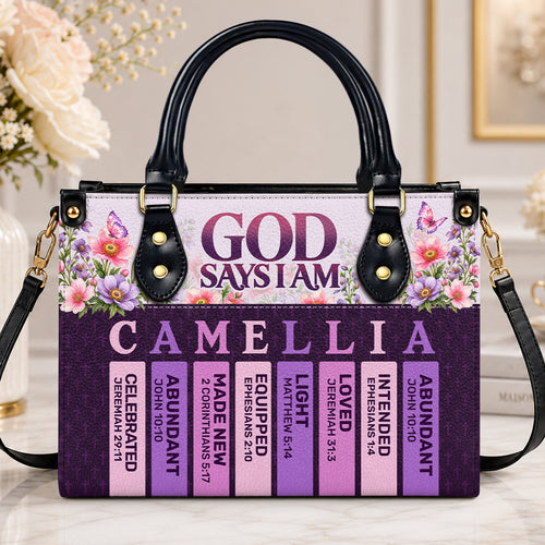 God Says I Am, Gift For Women | Personalized Leather Handbag