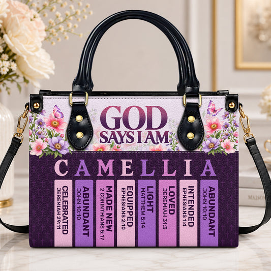 God Says I Am, Gift For Women | Personalized Leather Handbag