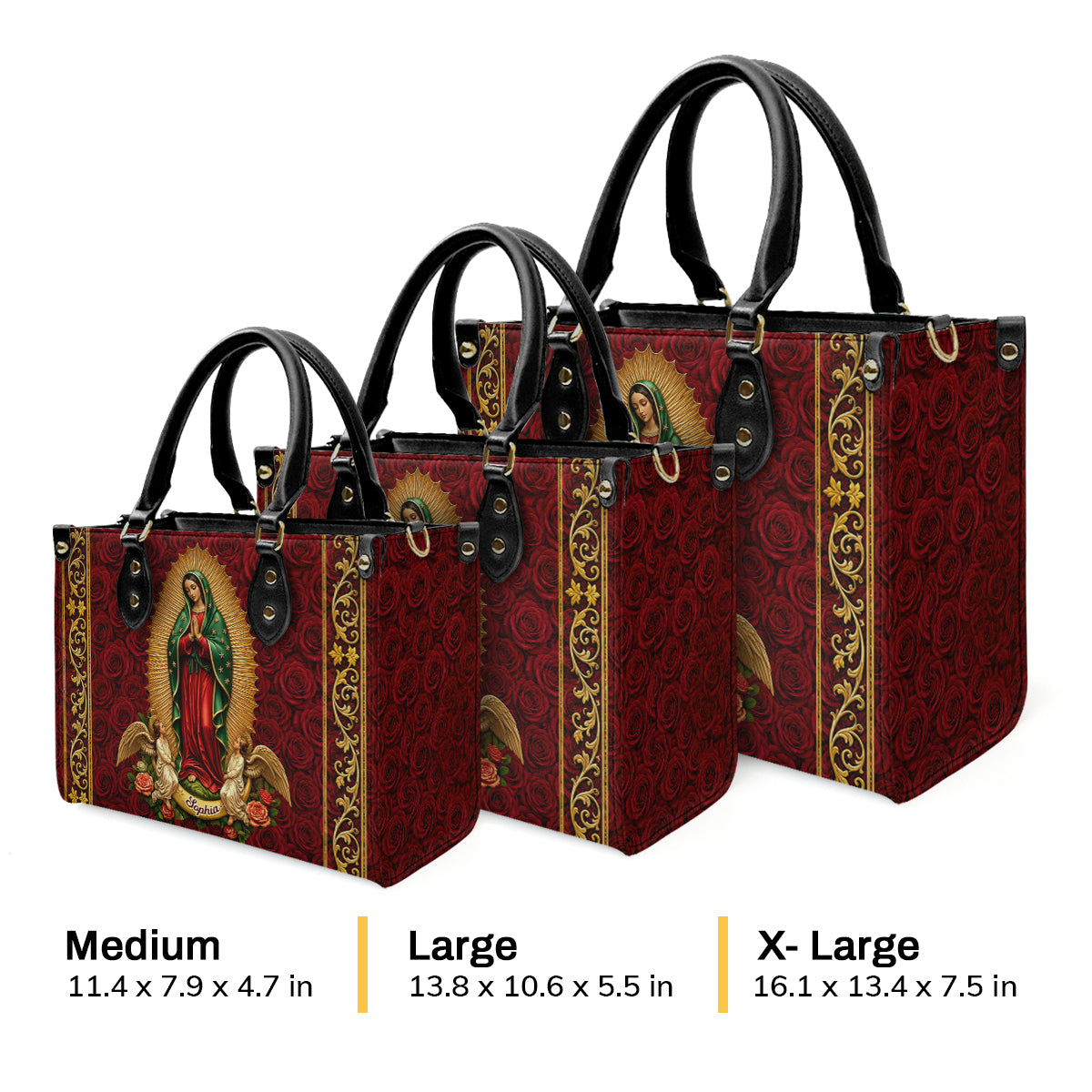 Our Lady Of Guadalupe Eternal Majesty, Catholic Gift For Her | Personalized Leather Handbag
