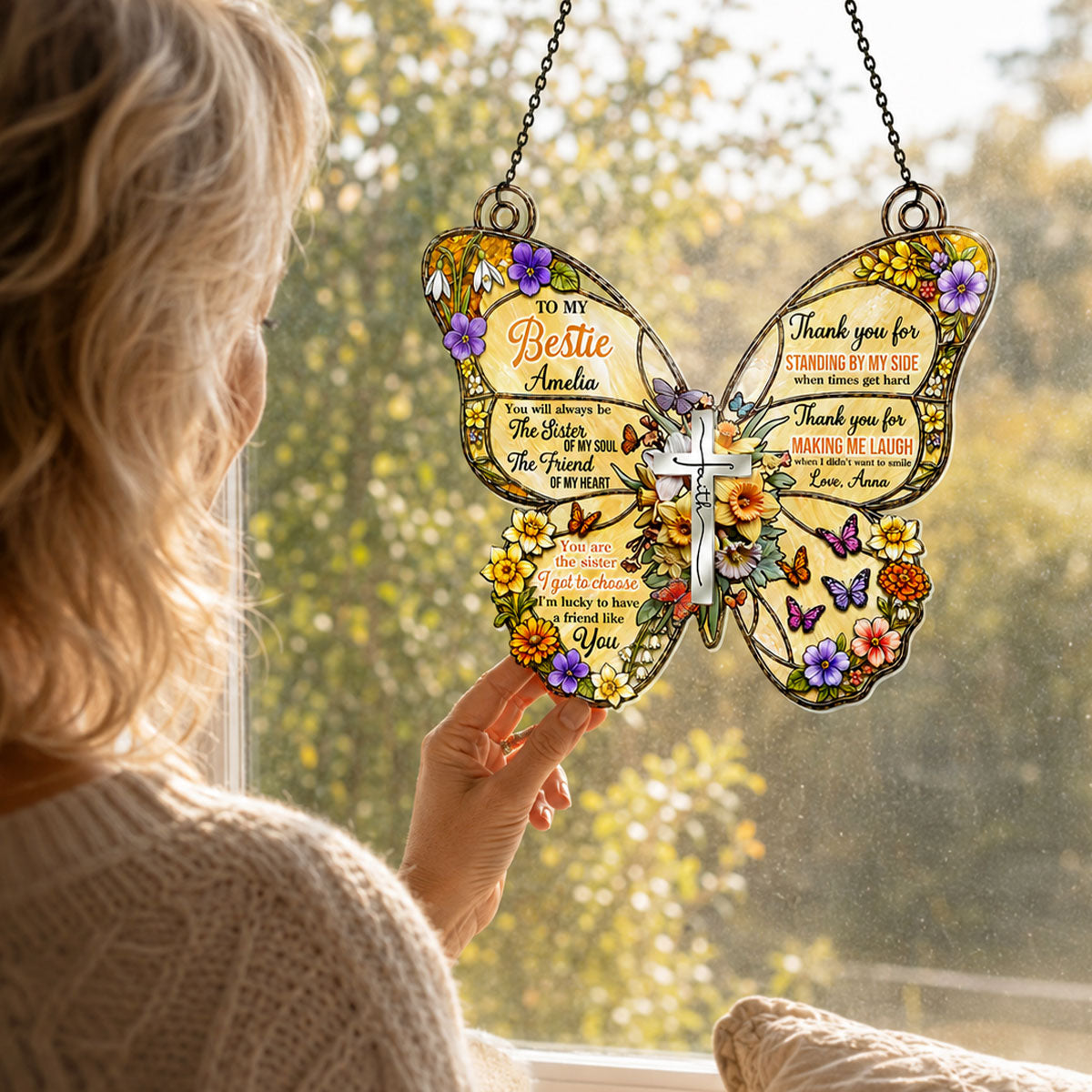 You Are The Sister Of My Soul, Gift For Best Friend | Personalized Acrylic Suncatcher