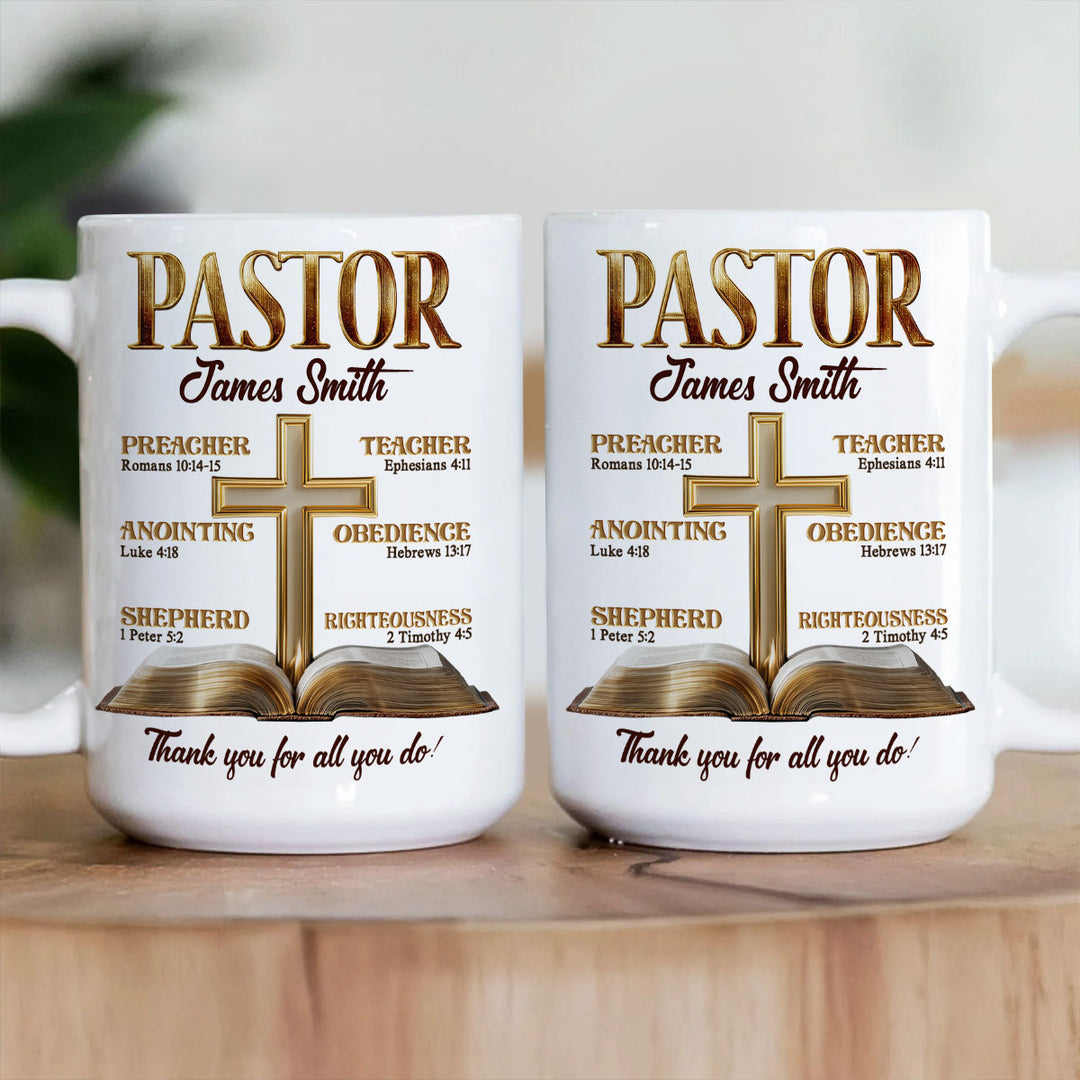 My Preacher, Teacher, & Shepherd, Gift For Pastor | Personalized Ceramic Coffee Mug