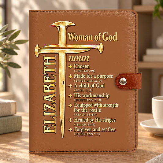 A Child Of God, Gift For Him | Personalized Leather Notebook Cover With Pocket